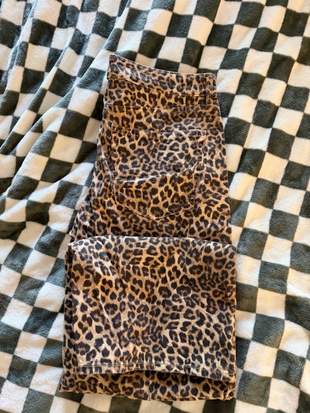 American Eagle Stretch Leopard Low Rise Baggy Wide-Leg Pant - Picture 4 of 4